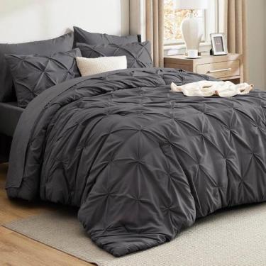 Imagem de Conjunto de Edredom Bedsure King Size Cinza Escuro - 7 Peças