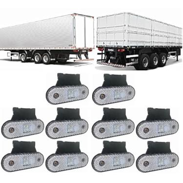 Imagem de Kit 10 Lanterna Led Cristal Lateral Caroceria Báu Carreta 12/24v KLX