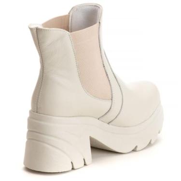 Imagem de Coturno Feminino Chelsea Com Fivela Em Couro - PETTINARI, Branco, 37