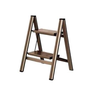 Imagem de Escada dobrável Escada telescópica de 2 degraus interna multifuncional espessada liga de alumínio escada dobrável doméstica plantador banco de escada Banco de degrau dobrável