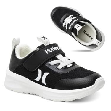 Imagem de Hurley Tênis esportivo infantil com alça ajustável – Sapatos confortáveis, leves e elegantes para meninos e meninas, crianças, crianças pequenas e grandes, Preto/branco, 19