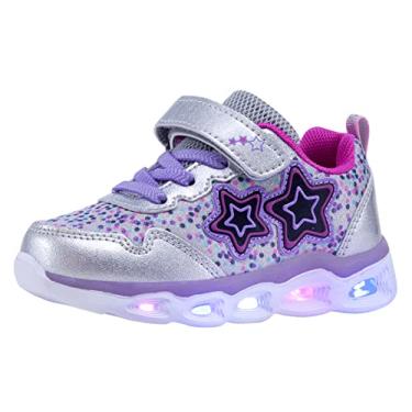 Imagem de COODO Tênis infantil para meninas com luzes crianças pequenas piscando Led, Cinza, 6 Toddler