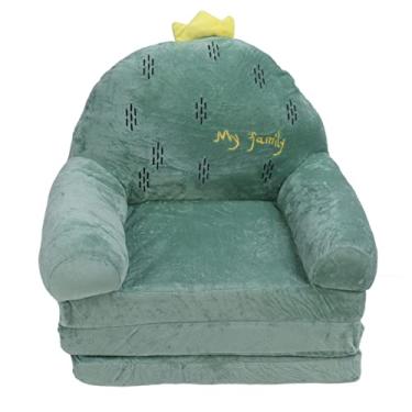 Imagem de Grcfumo sofá infantil de cacto de desenho animado, pano e esponja, sofá confortável para crianças, 2 em 1, sofá dobrável respirável para sala de estar (3 Tier)