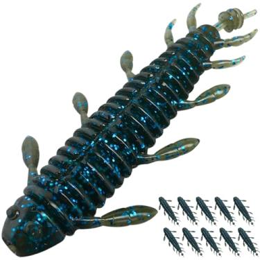 Imagem de Pristis 10 iscas macias para insetos de carruagem, iscas malucas para pesca de robalo, isca de plástico durável para água salgada e água doce, isca de natação para insetos finesse, kit de equipamento