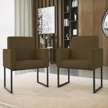 Imagem de Kit 02 Cadeiras Poltrona Decorativa Sala Quarto Base Preto - Balaqui D