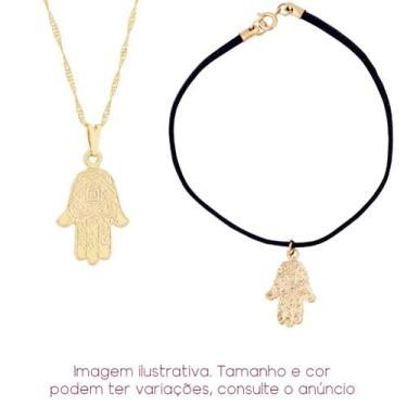 Imagem de Kit Mão de Fátima Hamsá Colar  + Pulseira camurça - Sunshine Cristais,