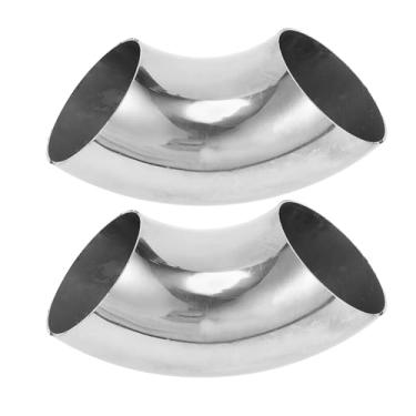 Imagem de Motoforti 2 peças 90 graus mandril curva cotovelo carro modificado tubo de escape tubulação 6.3 cm espessura OD 1,0 mm/19GA 63x160x1,0 mm aço inoxidável 304 tom prata