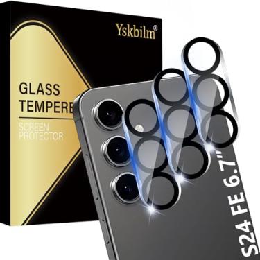 Imagem de U. EHome (Pacote com 3) Protetor de lente de câmera para Samsung Galaxy S24 FE, antiarranhões, sem bolhas, protetor de tela de vidro temperado