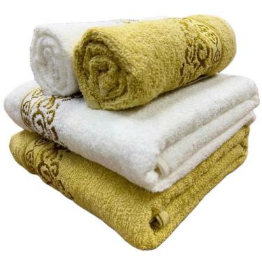 Imagem de Jogo de Banho Karsten 4 peças Softmax Jacquard Macio Textura, MA Ivory