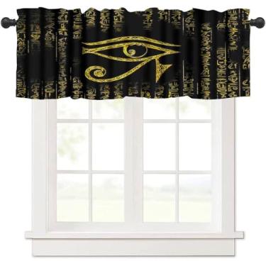 Imagem de Cortina de janela egípcia, estilo hieróglifo antigo do Egito Antigo, padrão de faraó, étnico, tradicional, curta, cozinha, tratamento de janela, sanefas para cozinha, jantar, sala de estar, quarto