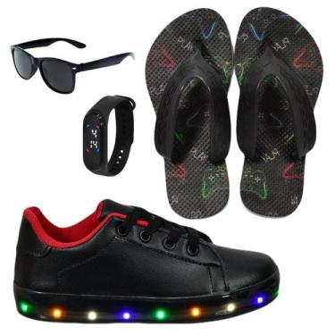 Imagem de Tênis Infantil Masculino De Led Casual Confortável Estiloso Básico Cad