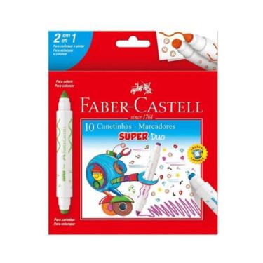 Imagem de Caneta Hidrocor Faber Castell Super Duo 2 em 1 10 Cores