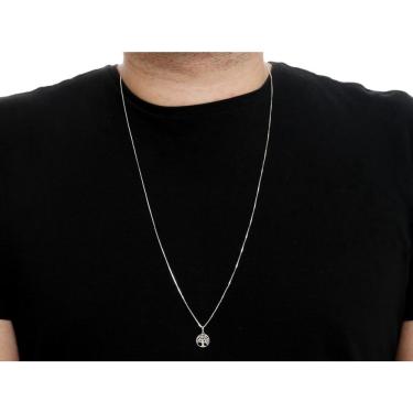 Imagem de Colar Prata Masculina 925 70Cm Fina Pingente Arvore Da Vida