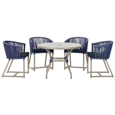 Imagem de Mesa Com 4 Cadeiras E Noronha Estofado 12 Trama Original Azul