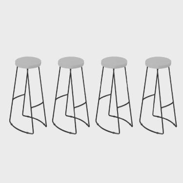 Imagem de Kit 04 Banqueta Alta Lena Industrial Bar Balcão Bistrô Ferro e Madeira Maçiça Capa Suede Branco - Ahz Móveis