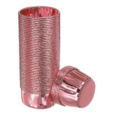 Imagem de HARFINGTON Copos de cupcake de ouro rosa, 50 peças, folha de alumínio, 100 ml, forros de cupcake padrão, copos de assar para festa de aniversário, decorações de casamento