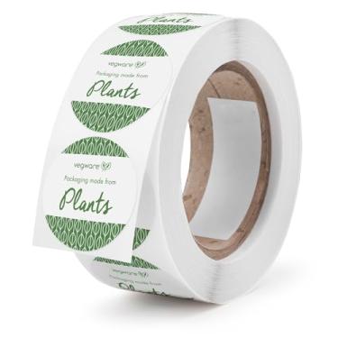 Imagem de Vegware Adesivos compostáveis Food to Go, etiquetas redondas de 2,540 a 4,3 cm, plantas não plásticas, para fechar sacos de alimentos, papel com adesivo compostável