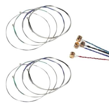 Imagem de TUOREN 2 pacotes de cordas de violino conjunto completo G-D-A-E cordas universais para violino tamanho 4/4 3/4 1/2 1/4, núcleo de aço inoxidável com extremidade esférica niquelada