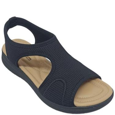 Imagem de Sandália Comfortflex Feminina Lycra Paris com Malha, Preto, 36