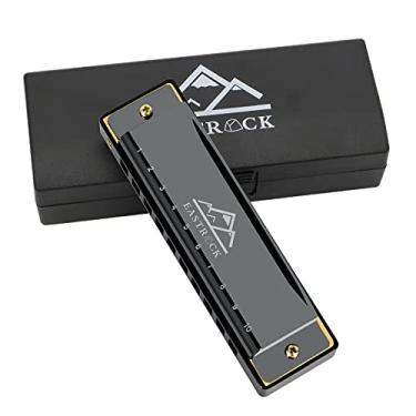 Imagem de EastRock Blues Harmonica boca órgão 10 furos C chave com capa, gaita diatônica para jogadores profissionais, iniciantes, estudantes, adultos, amigos, presente preto