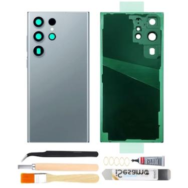 Imagem de Yehofova Substituição de vidro traseiro traseiro para Samsumg Galaxy S23 Ultra todas as operadoras com substituição de vidro de lente de câmera pré-instalada com kits de ferramentas de reparo (cinza)