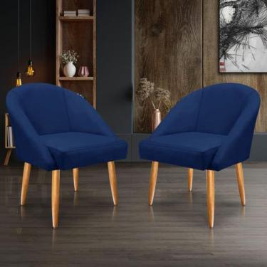 Imagem de KIT 2 Cadeira Lua Veludo Decorativa Luxo - SELMINHADECOR, azul marinho