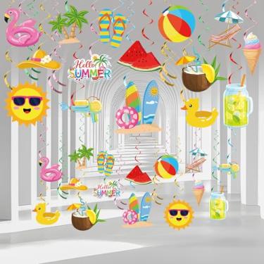 Imagem de 36 peças festa de verão redemoinhos pendurados piscina praia redemoinhos decorações verão teto pendurado decoração flâmulas para piscina praia tema aniversário chá de bebê decoração de festa