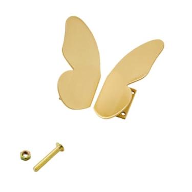 Imagem de Puxadores de móveis de latão estilo pastoral borboleta dourado preto puxadores sem perfuração quarto infantil guarda-roupa cômoda gabinete, dourado, 1