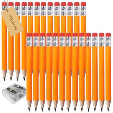 Imagem de Adhere 25 lápis de golfe com borracha, lápis hexagonais de madeira grafite 2B para pontuação de eventos de golfe, sala de aula, casamento, reuniões de empresa, banco, bolso (z-laranja・Redondo・50