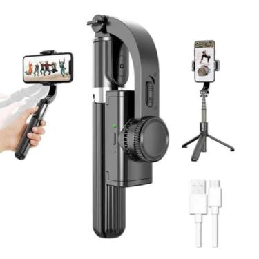 Imagem de Estabilizador Gimbal Para Celular - Suporte Tripé Preto Vertical Profissional De Câmera, Smartphone - Ideal Para Tirar Fotos e Gravar Vídeos