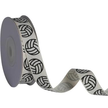 Imagem de Fita de algodão de voleibol, fita de sarja natural de 1,5 cm x 10 m, acabamento em espinha de peixe creme para laços de cabelo, presentes de equipe, banquetes esportivos e decorações de torneios