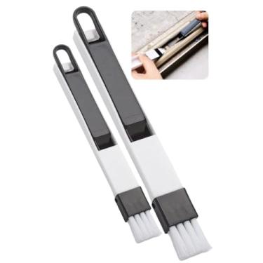 Imagem de Kit 2 Escovas de Limpeza Multiuso – Para Trilho de Janela, Teclado, Cantos e Frestas – Escovinha Portátil com Cerdas Firmes e Pazinha– Ideal para Casa, Escritório, Carro e Eletrodomésticos
