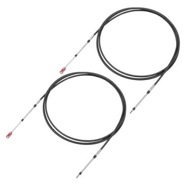 Imagem de uxcell 2 peças de 5 pés 197 polegadas tipo marinho 3300/33C cabo de caixa de controle remoto com manete para Yamaha motor de popa barco motor sistema de direção preto