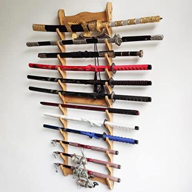 Imagem de Suporte de espada suporte para pendurar na parede, suporte para katana, suporte para espadas de várias camadas, prateleiras para armas de 1 a 12 camadas, suporte para espadas de artes marciais