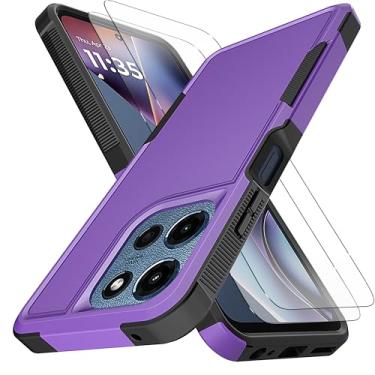 Imagem de Para Moto G 5G 2025 [proteção contra quedas de grau militar] [antiderrapante] [2 peças de protetor de tela TPE HD] Capa resistente à prova de choque para Motorola Moto G 5G 2025 6,7 polegadas - roxo