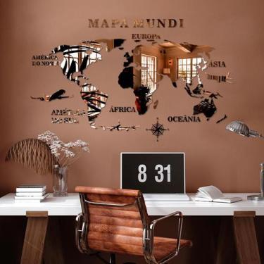 Imagem de Mapa Mundi Espelhado Bronze - Inove Papéis de Parede