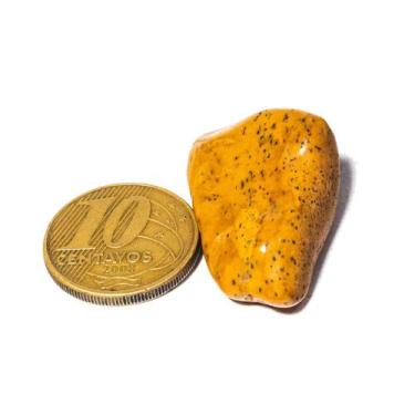 Imagem de 01 Jaspe Amarelo Rolado Pedra G 30 a 45mm Classe A - CristaisdeCurvelo