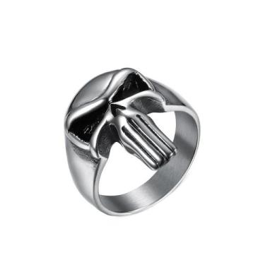 Imagem de Anel de Caveira Punk Masculino - Aço Inoxidável Polido - Estilo Retrô,