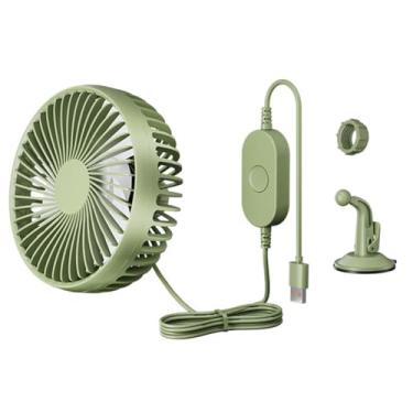 Imagem de Ioensy Ventilador de resfriamento do carro USB 12V 24V de sucção universal Montagem de 3 velocidades Ventilador de circulação de ar ajustável para veículo de, Verde