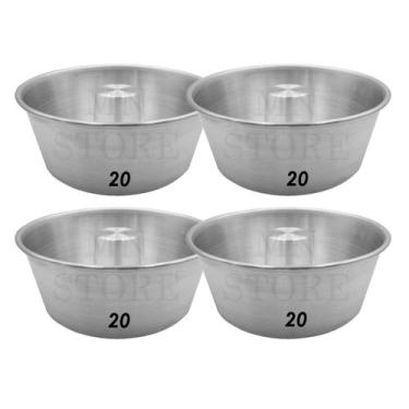 Imagem de Kit 4 Forma Suíça Assadeira Pudim 20cm 17x8 Alumínio Redonda C/ Furo -