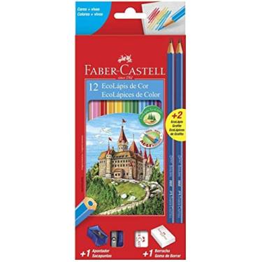 Imagem de Kit Escolar Lápis de Cor Sextavado + 2 Lápis Max + Apontador + Borracha, Faber-Castell, 12 Cores