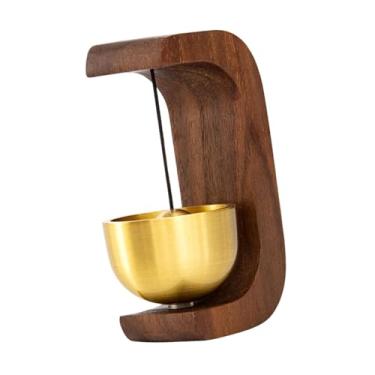 Imagem de Ｂｅｓｇａ Sino de lojista para enfeite de abertura de porta, sino de madeira decorativo de fácil instalação para entrada de loja e escritório, Cor Noz