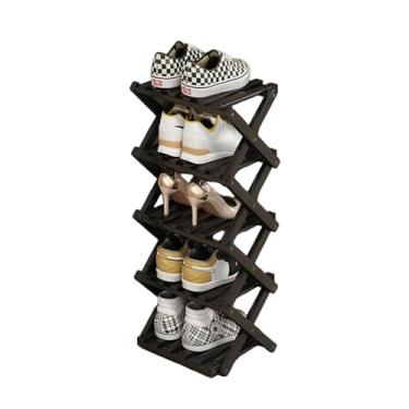 Imagem de Sapateira - Sapateira vertical dobrável para entrada, durável e fácil de montar, aplicável à entrada de casa, armário e quarto (preto-5 camadas)