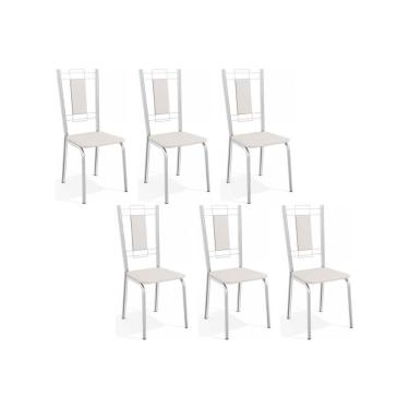 Imagem de Cadeira de Cozinha Florença C005 Kit 6 Un Cromada/Branco 106 - Kappesberg
