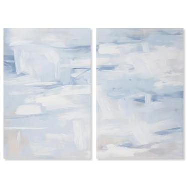 Imagem de Art Remedy Conjunto de tela Frozen in Time II com 2 abstratos minimalistas, envolto em galeria, 50 x 76 cm