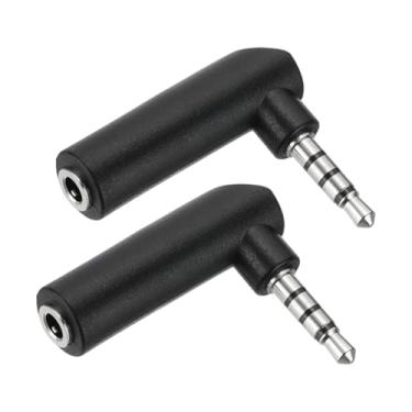 Imagem de PATIKIL Adaptador de áudio macho para fêmea de 3,5 mm (1/20.3 cm), 2 peças, plugue estéreo, conector adaptador de áudio, ângulo reto para fone de ouvido, computador, laptop, alto-falante, preto/prata