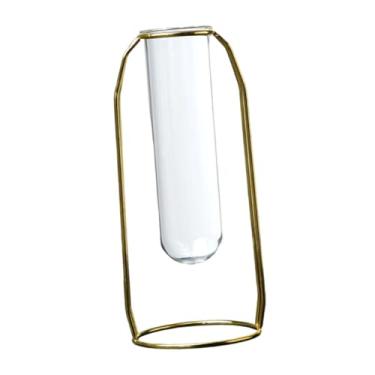 Imagem de Ｂｅｓｇａ Vaso de tubo de ensaio hidropônico para decoração de casa, suporte de metal moderno para plantas, decoração para jardim, mesa interna, de quarto, Vaso de Vidro, Alto