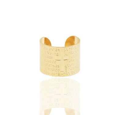 Imagem de Anel Religioso Com Oração Do Pai Nosso Folheado A Ouro 18K. - Milena J