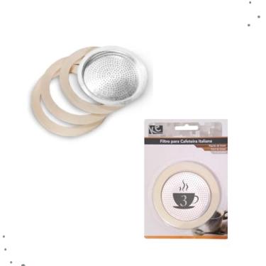 Imagem de Filtros Para Cafeteira Italiana De Alumínio Com 3 Borrachas De Vedação (3 Xicaras)