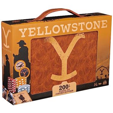 Imagem de Yellowstone, conjunto de pôquer de 200 peças com estojo de transporte personalizado, baralho de cartas de fichas de pôquer de crupiê e apostas, mercadoria Yellowstone, para adultos a partir de 16 anos
